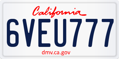 CA license plate 6VEU777