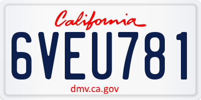 CA license plate 6VEU781
