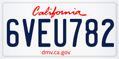 CA license plate 6VEU782