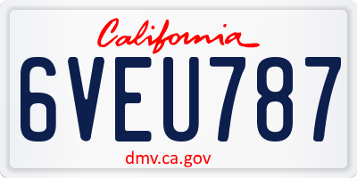 CA license plate 6VEU787