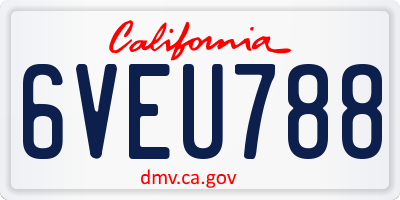 CA license plate 6VEU788