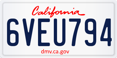 CA license plate 6VEU794