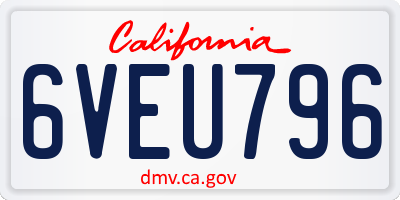 CA license plate 6VEU796