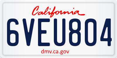 CA license plate 6VEU804