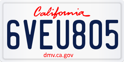 CA license plate 6VEU805