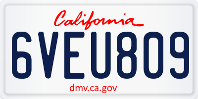 CA license plate 6VEU809