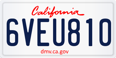 CA license plate 6VEU810
