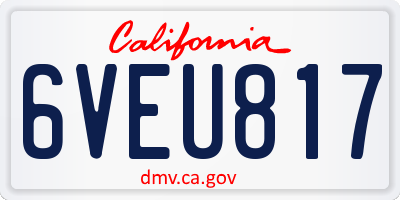 CA license plate 6VEU817