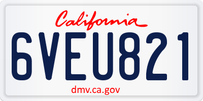 CA license plate 6VEU821