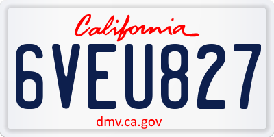 CA license plate 6VEU827