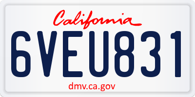 CA license plate 6VEU831