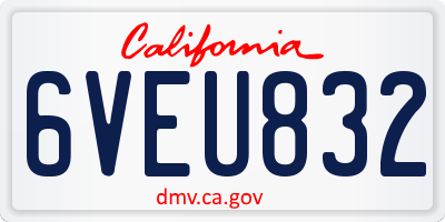 CA license plate 6VEU832