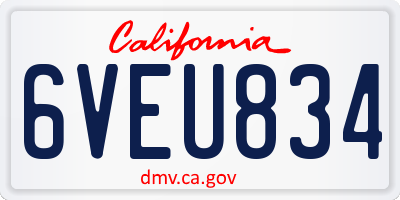 CA license plate 6VEU834