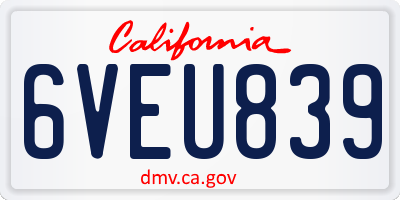 CA license plate 6VEU839