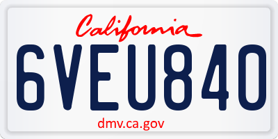 CA license plate 6VEU840