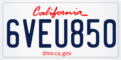 CA license plate 6VEU850