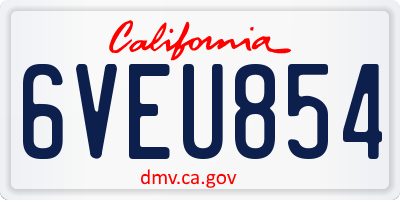 CA license plate 6VEU854