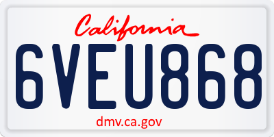 CA license plate 6VEU868