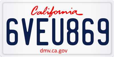 CA license plate 6VEU869