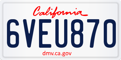 CA license plate 6VEU870