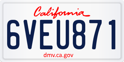 CA license plate 6VEU871