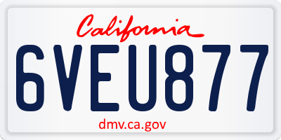 CA license plate 6VEU877