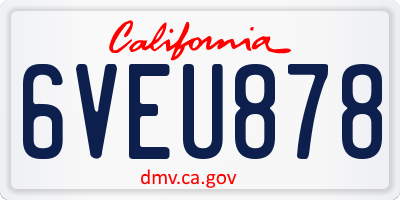 CA license plate 6VEU878