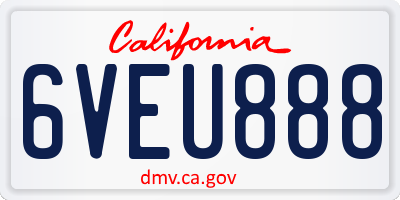 CA license plate 6VEU888
