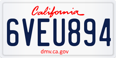 CA license plate 6VEU894