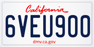 CA license plate 6VEU900