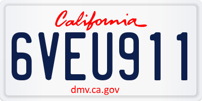 CA license plate 6VEU911