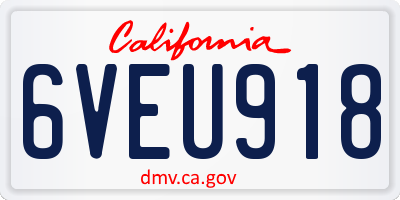CA license plate 6VEU918