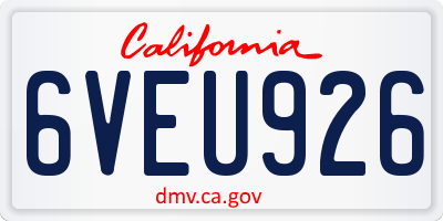 CA license plate 6VEU926
