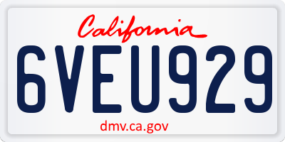 CA license plate 6VEU929