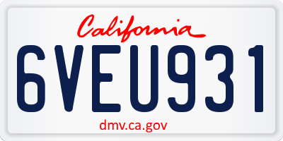 CA license plate 6VEU931