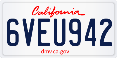 CA license plate 6VEU942