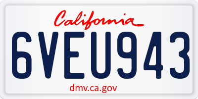 CA license plate 6VEU943