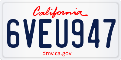 CA license plate 6VEU947
