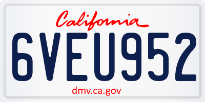 CA license plate 6VEU952