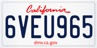 CA license plate 6VEU965