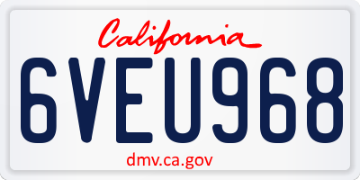 CA license plate 6VEU968
