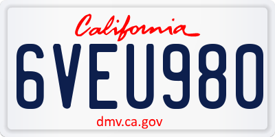 CA license plate 6VEU980