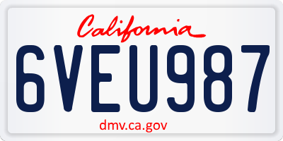CA license plate 6VEU987
