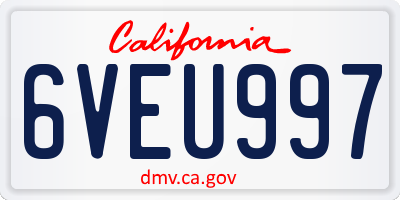 CA license plate 6VEU997