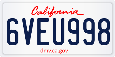 CA license plate 6VEU998