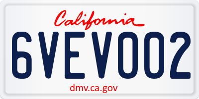 CA license plate 6VEV002