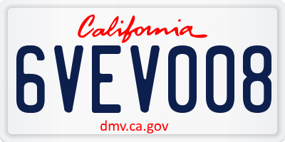 CA license plate 6VEV008