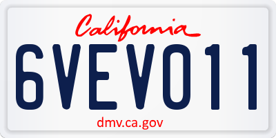 CA license plate 6VEV011