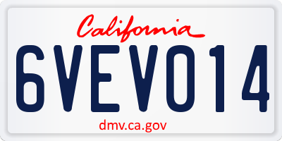CA license plate 6VEV014