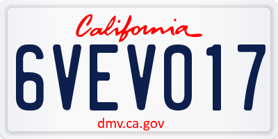CA license plate 6VEV017